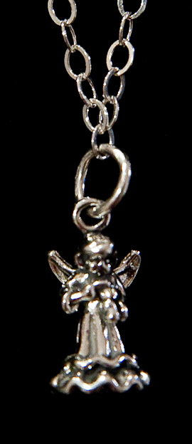 Silver angel on chain $38    on pearls  $48